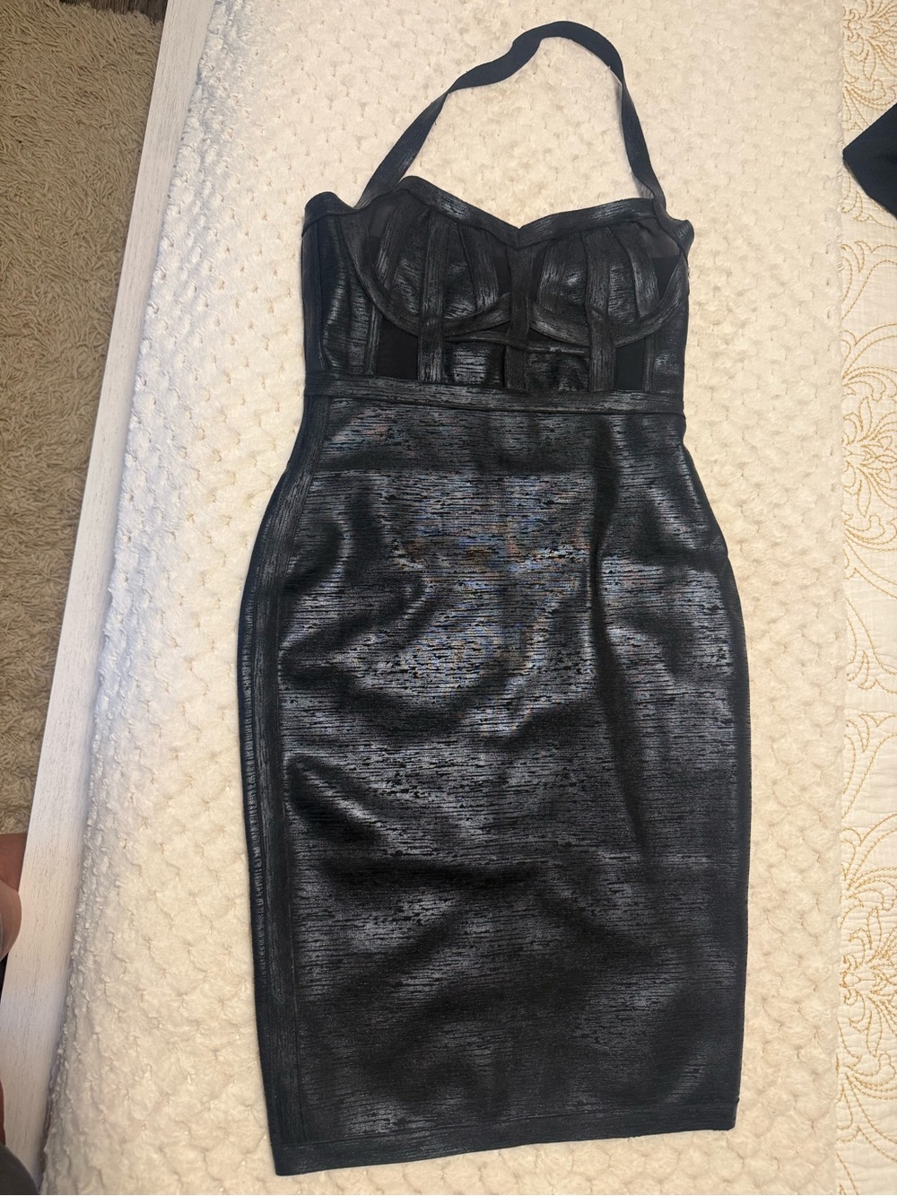 Bella Barnett Black Halterneck Bodycon Dress - Elegant Evening Fit - Picture 5 of 7